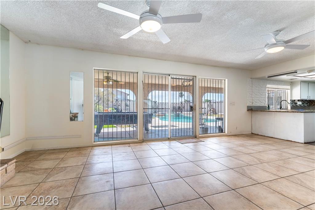 Open family room and dining area